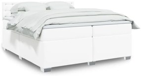 vidaXL Cama com molas/colchão 200x200 cm couro artificial branco