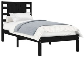Estrutura cama pequena solteiro 75x190 cm madeira maciça preto