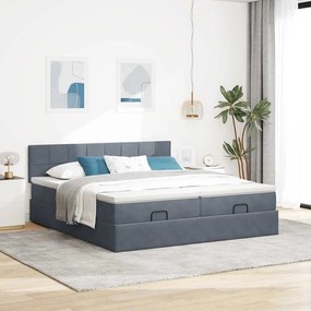 Estrutura cama otomana colchões 180x200 cm cinzento escuro