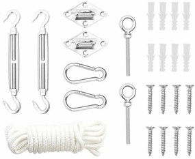 vidaXL 9 pcs conjunto de acessórios p/ para-sol vela aço inoxidável