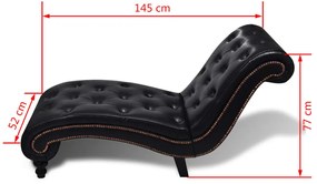 Chaise Longue Pietro em Couro Artificial -  Castanho - Design Vintage