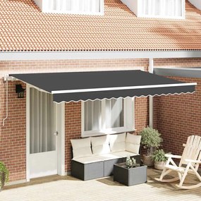 vidaXL Toldo Retrátil Manual Antracite e Branco 3.5 x 2 m