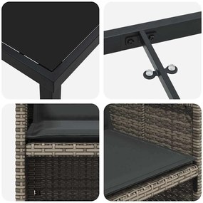 Conjunto de Jantar de Jardim de 5 Peças com Almofadas Cinza em Rattan