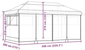 Tenda para festas pop-up dobrável com 4 paredes laterais bordô