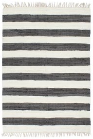 vidaXL Tapete chindi tecido à mão algodão 160x230cm antracite e branco