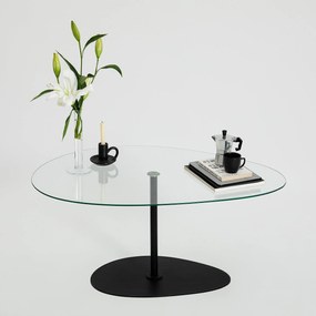 Mesa de Centro Porto – Transparente/Preto – 90x40x60 cm