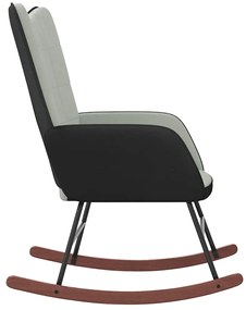 Cadeira de baloiço PVC e veludo cinzento-claro