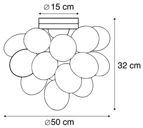 LED Candeeiro de teto inteligente preto com vidro fumê incl. 6 Wifi G9 - Uvas Design,Art Deco