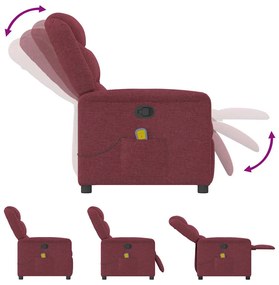 Poltrona de massagens reclinável tecido vermelho tinto