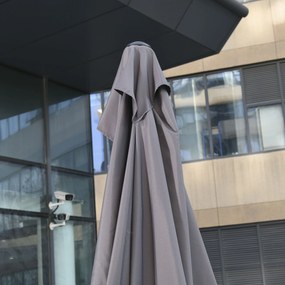 Outsunny Meia Chapéu de sol 230x130x245 cm Chapéu de sol para Parede Jardim com Manivela e Vara Metálica Ø38 mm Terraço Varanda Cinzento