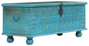 vidaXL Arca de arrumos madeira mangueira maciça 100x40x41 cm azul
