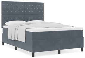 Cama Box Spring com Colchão Cinza Escuro 140x200 cm Veludo