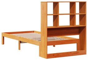 Cama com estante sem colchão 75x190cm pinho maciço castanho-mel