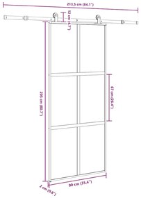 Porta deslizante c/ conj. ferragens vidro temperado/alumínio