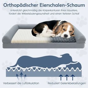 Cama ortopédica para cães grandes 122 x 89 x 18 cm com almofada para cães grandes e médios Cinza XL
