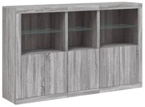 Aparador com luzes LED 162x37x100 cm cinzento sonoma