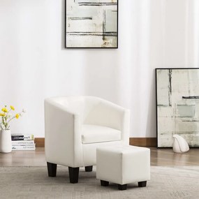 vidaXL Poltrona com apoio de pés couro artificial branco