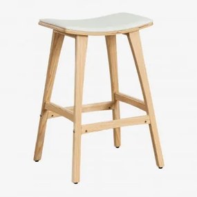Banco Alto Lorete 65 Cm Em Madeira E Couro Sintético Madeira Natural - Sklum