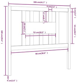 Cabeceira de cama 106x4x100 cm pinho maciço castanho mel