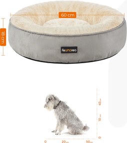Cama para cães com Ø 60 cm em forma de donut cinzento claro