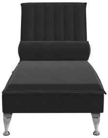 Chaise lounge de massagem com rolo veludo preto