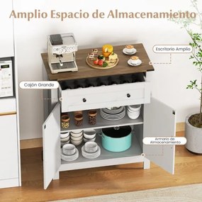 Aparador Armário Despensa de Cozinha 80 x 40 x 92 cm com Portas Gaveta e Prateleira Ajustável Branco