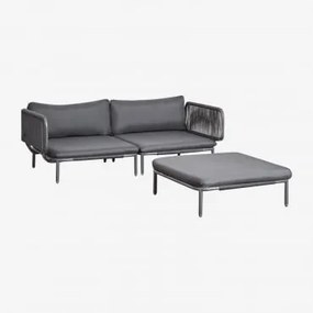 Sofá De Jardim Modular De 2 Peças Com 2 Poltronas De Canto E Pufe Roubly Cinza Grafito - Sklum