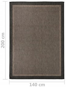 Tapete de tecido plano para exterior 140x200 cm castanho-escuro