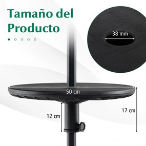Mesa redonda de 50mm jardim para guarda-sol de 38mm Mesa de guarda-sol de madeira sintética portátil para pátio Piscina Praia Jardim Preta