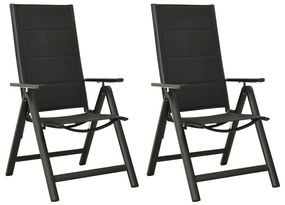 vidaXL Cadeiras de jardim dobráveis 2 pcs textilene e alumínio preto