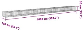 Cesto gabião com cobertura 1000x100x50 cm ferro galvanizado