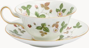 Chávena de chá e pires em Fine Bone China Wild Strawberry