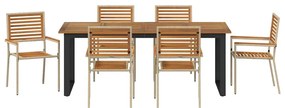 Conjunto de Jantar para o Jardim 7 pcs Bege 200 x 90 x 75 cm