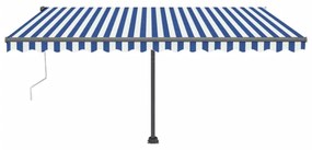 Toldo autom. c/ LED e sensor de vento 450x300 cm azul/branco