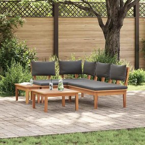 vidaXL Conjunto de Bancos de Jardim com almofada 4 pcs Marrom, Cinza