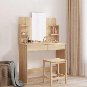 837576 vidaXL Toucador com espelho 96x39x142 cm cor carvalho sonoma