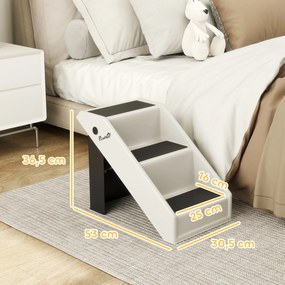 Escada dobrável para cães com 3 degraus antiderrapantes; escada para animais em plástico, 53 x 30,5 x 36,5 cm, cor creme