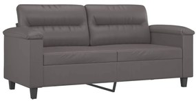 Sofá 2 lugares + almofadas decorativas 140cm couro artif. cinza