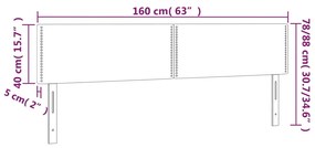 Cabeceira cama luzes LED tecido 160x5x78/88cm cinza-acastanhado