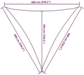 Para-sol estilo vela triangular 160 g/m² 6x6x6 m PEAD azul