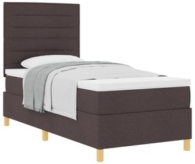 Cama Box Spring com Colchão Castanho Escuro 100x200 cm Tecido