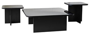Conjunto de Mesas de Centro Jazz – Preto e Fumê – 80x30x80 cm, 40x35x4