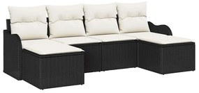 Conjunto de Sofás de Jardim da com 6 Peças e Almofadas em Rattan Sinté