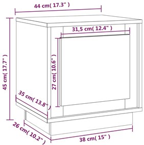 Mesas cabeceira 2pcs 44x35x45cm derivados madeira cinza cimento