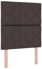 Cama Box Spring com Colchão e LED Castanho Escuro 80x200 cm Tecido