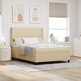 Cama Box Spring vidaXL com Colchão e LED Creme 160x200 cm Tecido