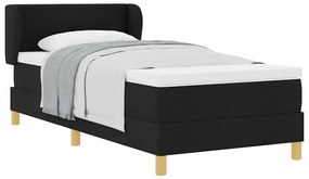 Camas Box Spring em Tecido Preto com Colchão 100x200 cm