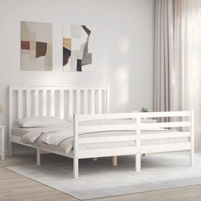 3194252 vidaXL Estrutura de cama King Size com cabeceira madeira maciça branco