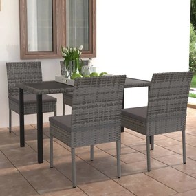 vidaXL 5 pcs conjunto de jantar para jardim vime PE cinzento