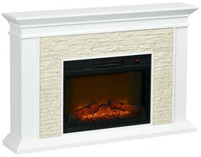 HOMCOM Lareira Elétrica 1800W com Efeito de Chama Temporizador Semanal e Proteção Contra Superaquecimento 120x24x80 cm Branco